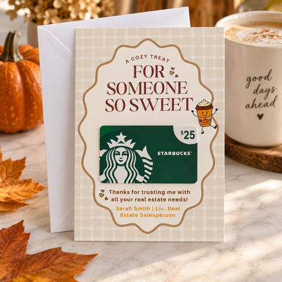 Client Pop By: Coffee Card (Pack of 10, Customized)